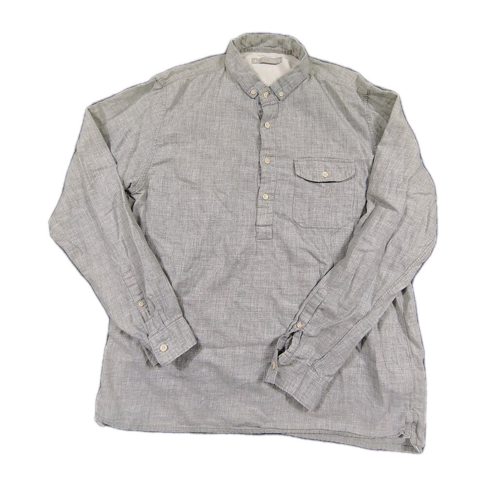 Outerknown Ventura Popover Shirt Men's XL Heather Grey Linen Blend Button Down